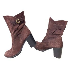 DAVID’S Block Heel Mid-calf Suede Boots